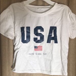 white cropped top